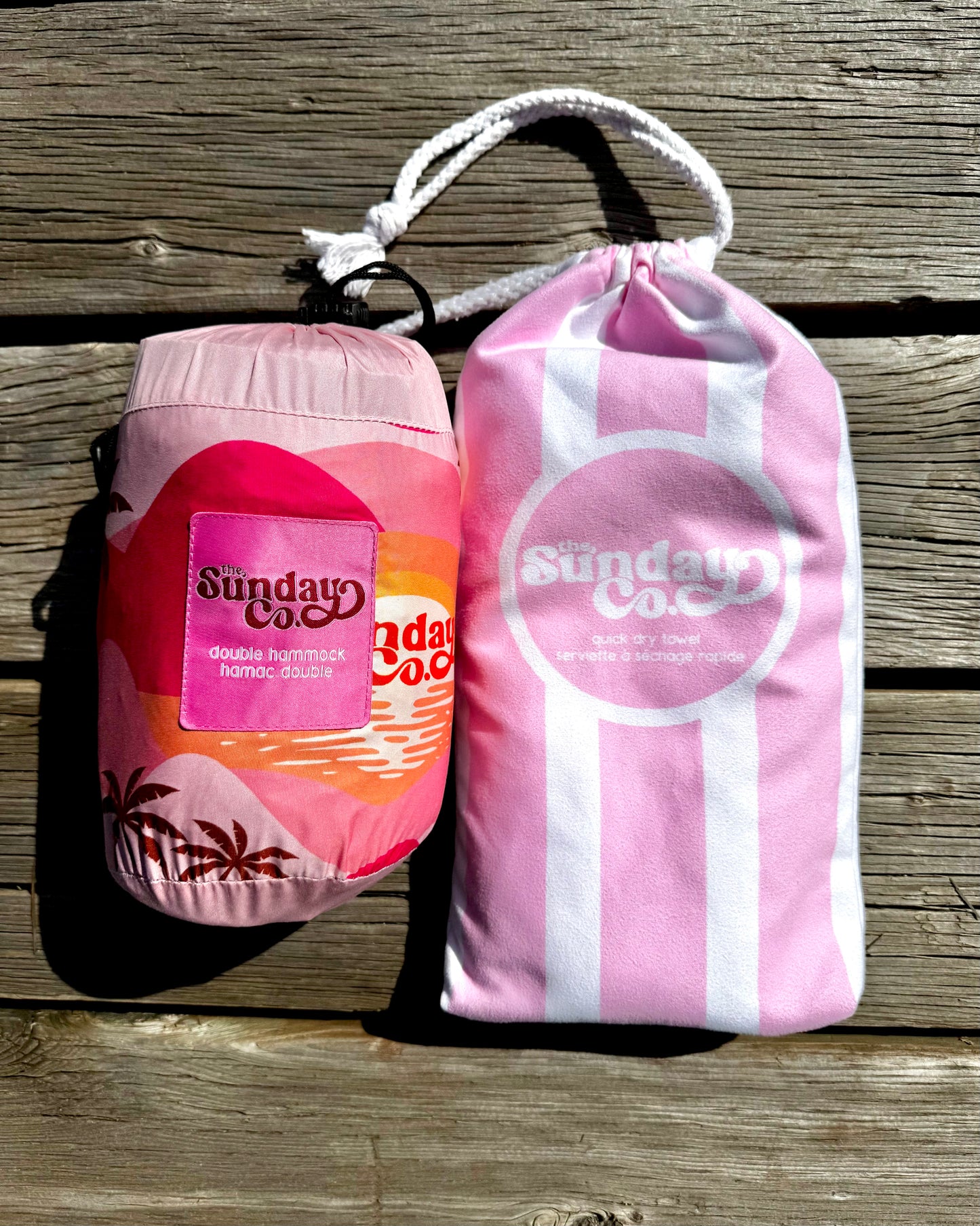 Pink Sunsets Hammock and Blush Pink Towel