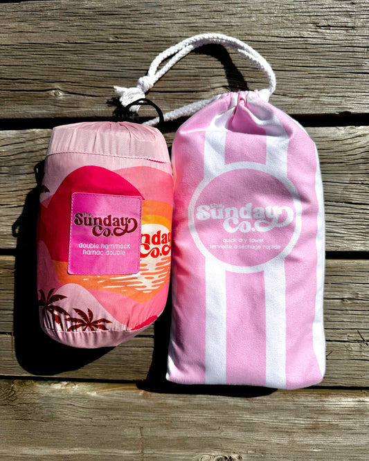 Pink Sunsets Hammock and Blush Pink Towel