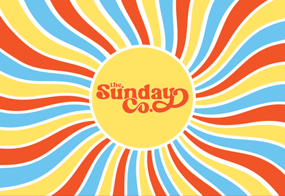 Colorful sunburst design with 'the Sunday Co.' text in the center